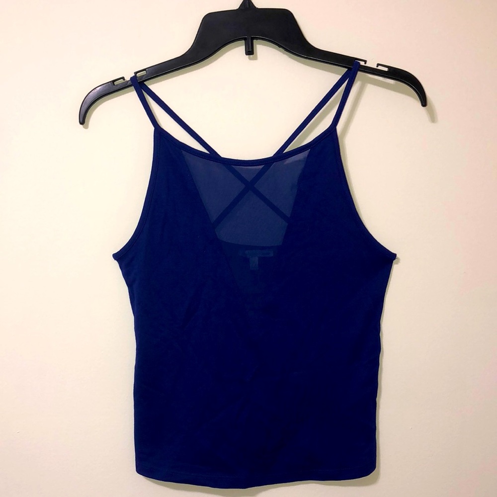 Royal Blue Tank With Mesh Cutout, Size: S